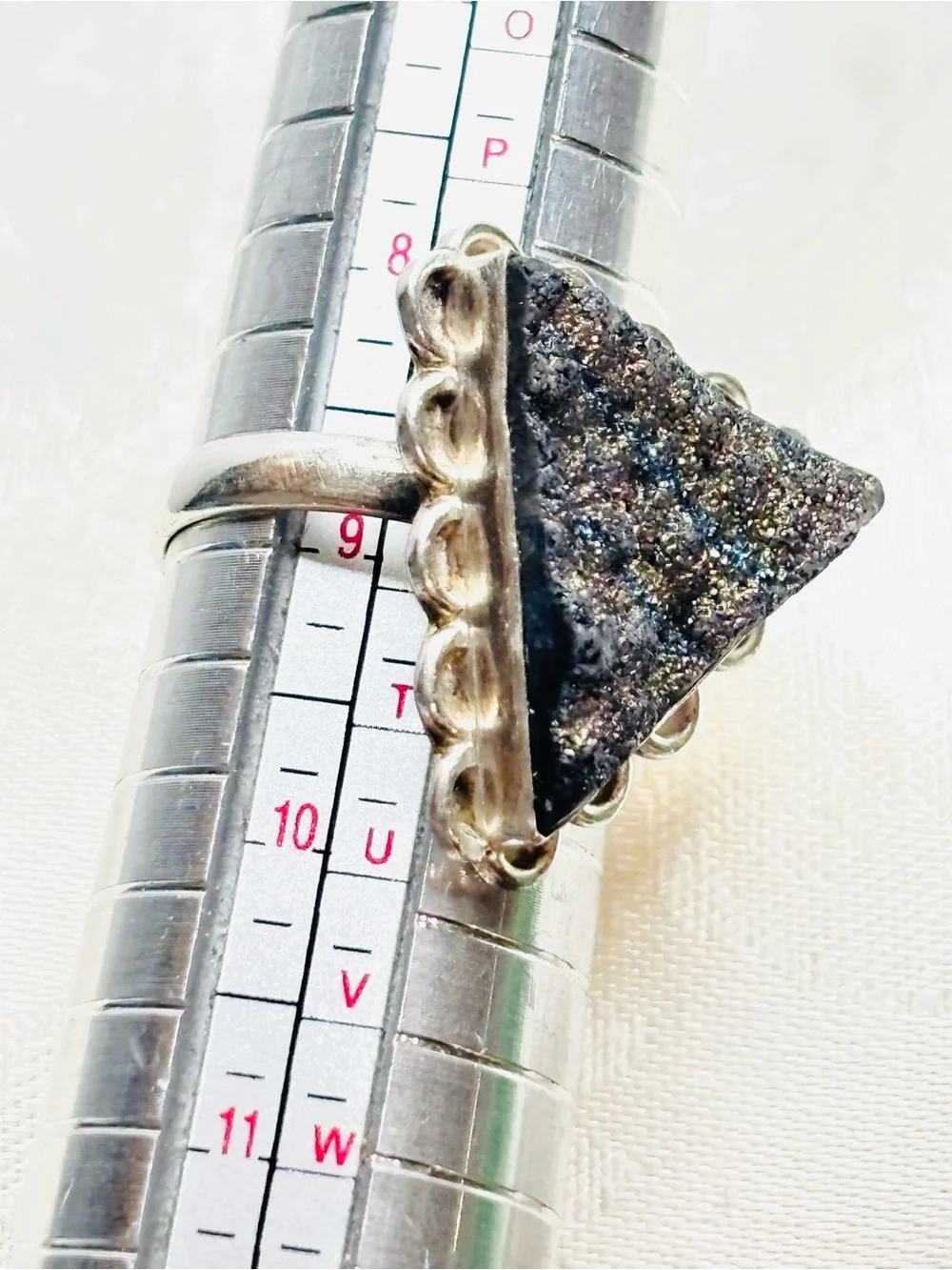 DruzyTriangle Sterling Silver Ring Size 9